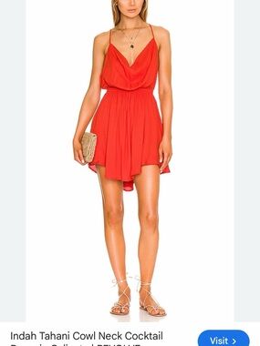 Indah Red Spaghetti-Strap Cowl Mini Dress